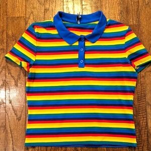 Alab Color stripe Crop polo, woman's size large